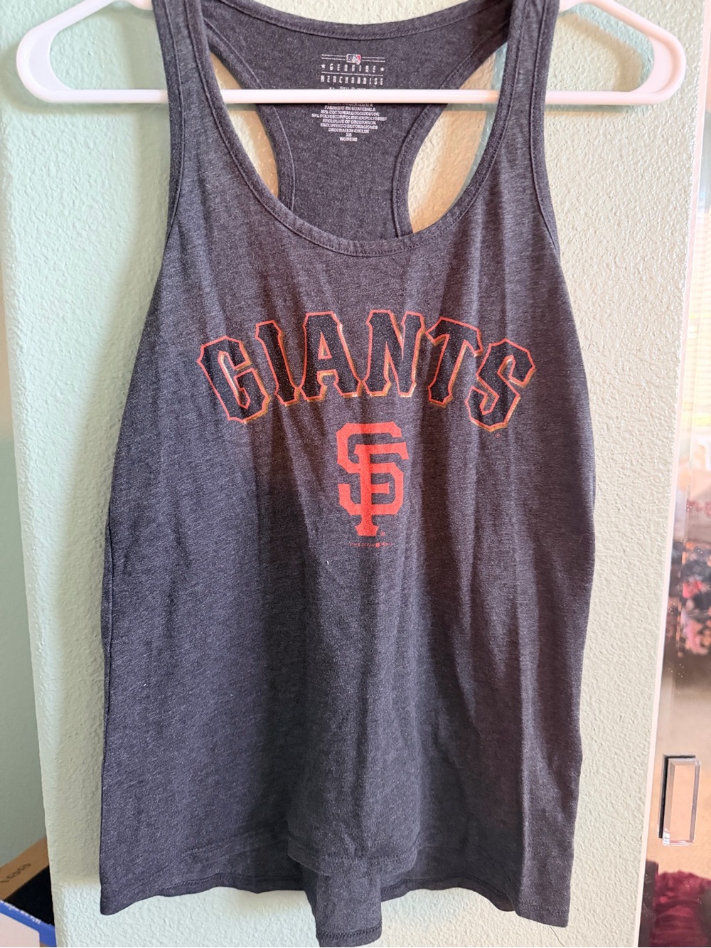 Women’s Racerback SF Giants Tank Top - Charcoal with Orange SF Logo